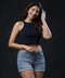 Bra Cut Rib Navy Tee